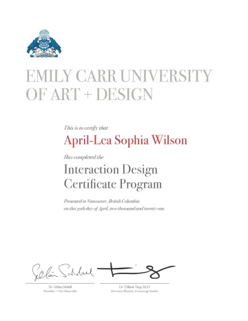 A. WILSON Certificate